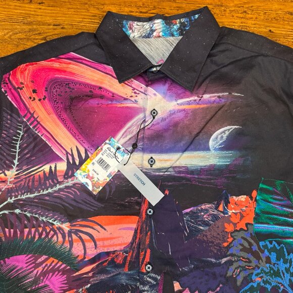 Robert Graham Alpha Prime Space‎ Galaxy Flip Cuff Button Up Shirt Men's 1XL Big - Picture 1 of 10